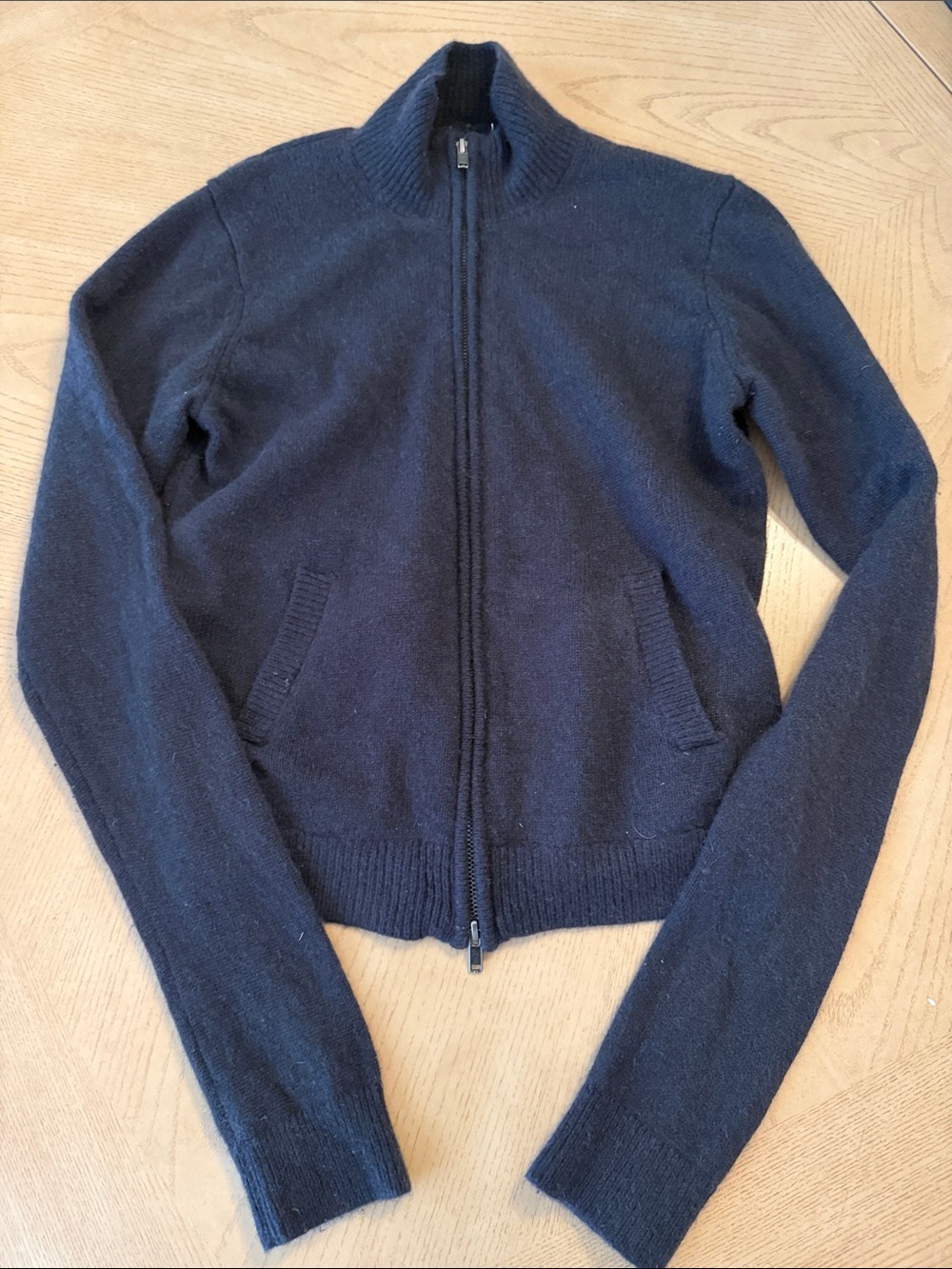 SKIMS Black very soft Zip-Up Wool Blend Sweater Cardigan